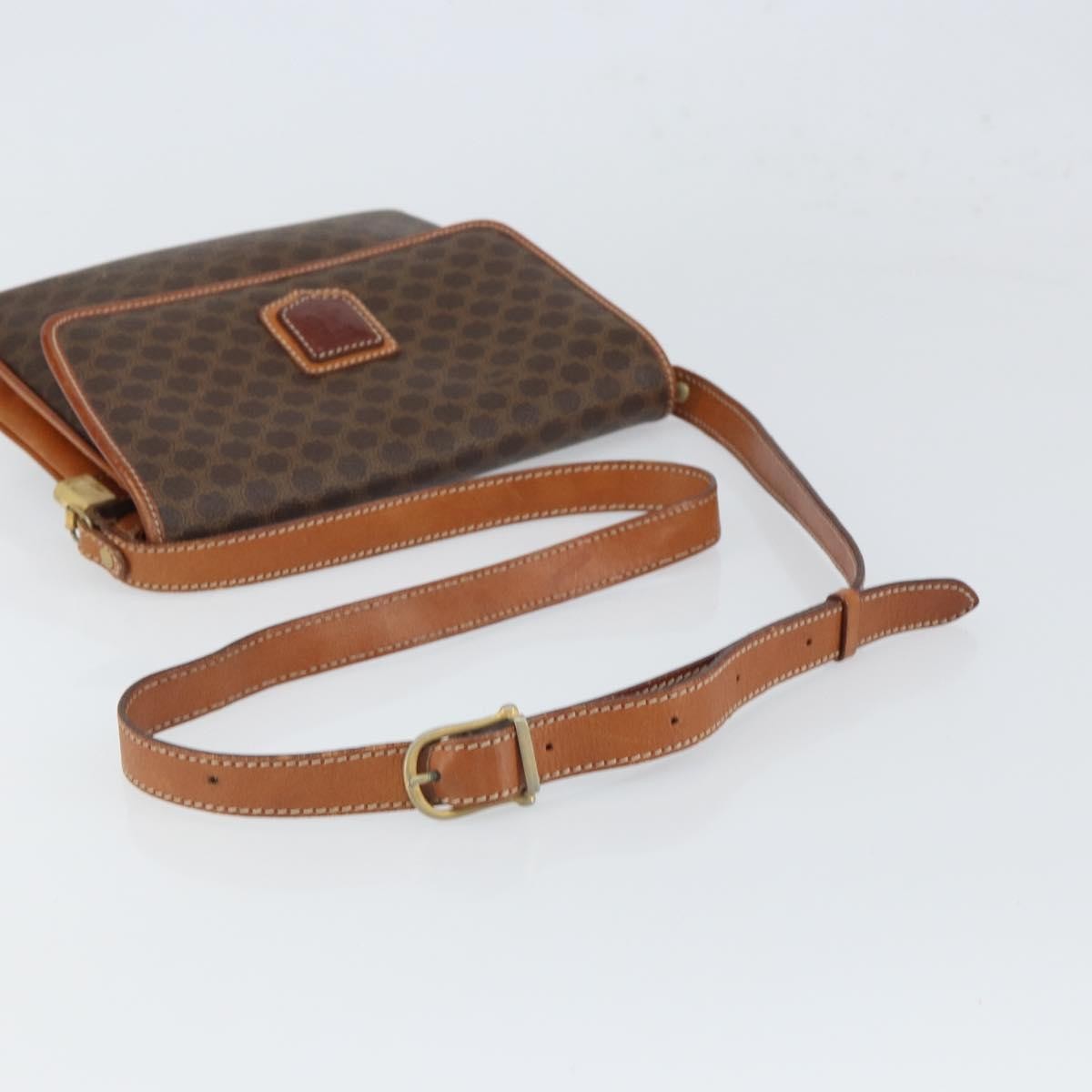 Celine Vintage Macadam Shoulder Bag Canvas And Leather Brown Canvas Shoulder Bag Bag