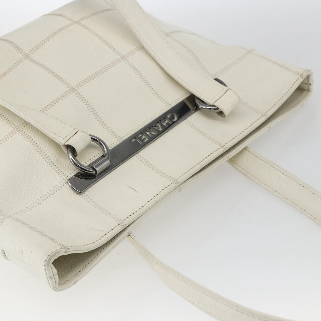 Chanel Square Stitch Tote Quilted Leather White Leather Tote Bag Bag