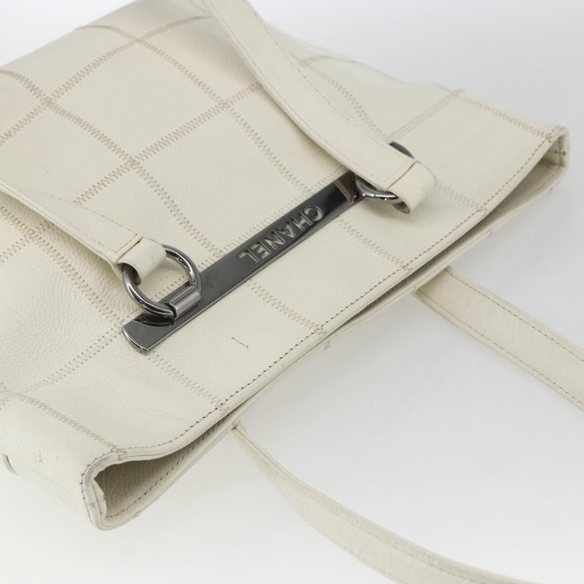 Chanel Square Stitch Tote Quilted Leather White Leather Tote Bag Bag