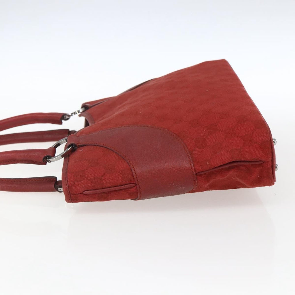 Gucci Vintage Ring Tote Gg Canvas With Leather Red Canvas Handbag (Pre-Owned)