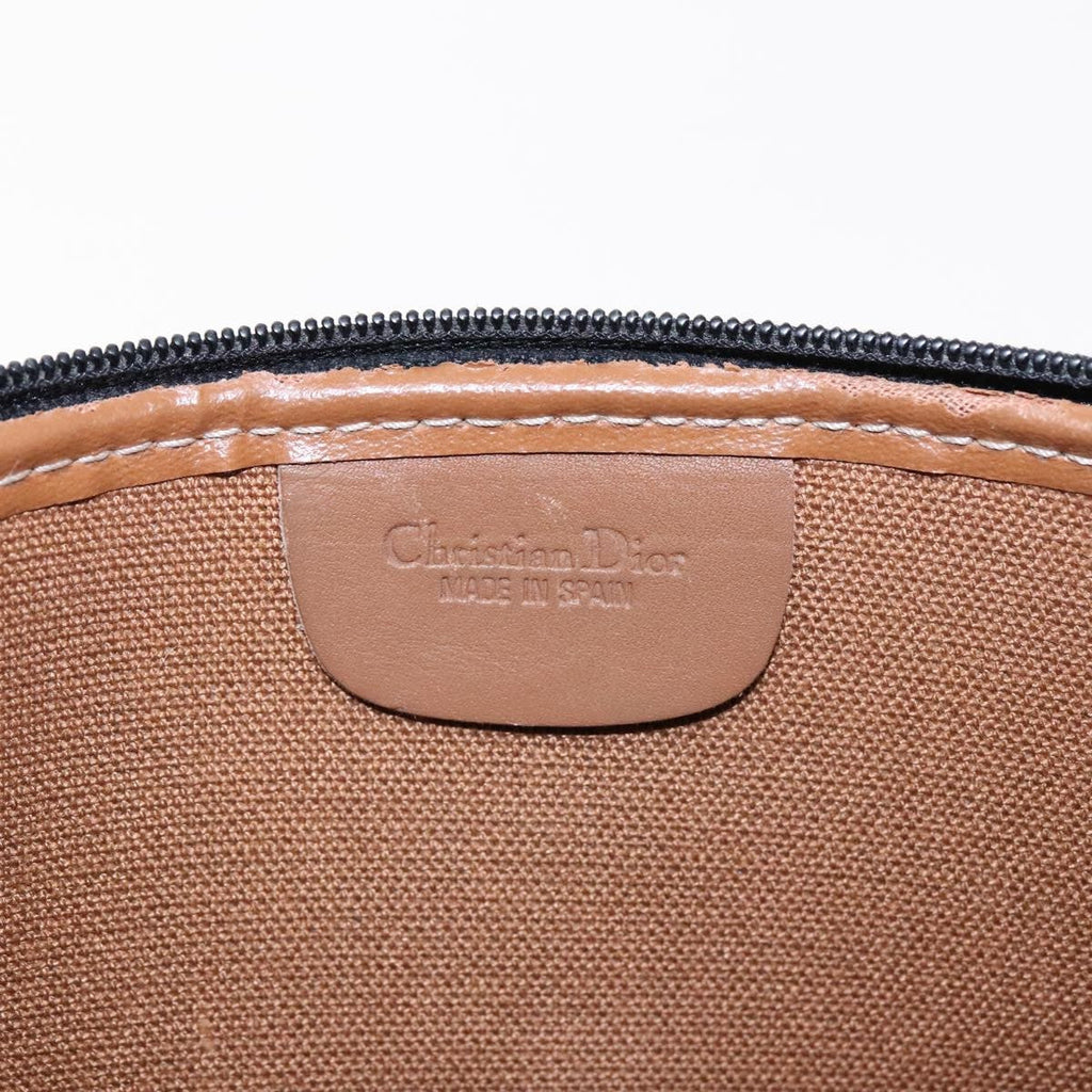 Christian Dior Vintage Honeycomb Zip Pouch Coated Canvas Black Canvas Clutche & Pouche Bag (Pre-Owned)