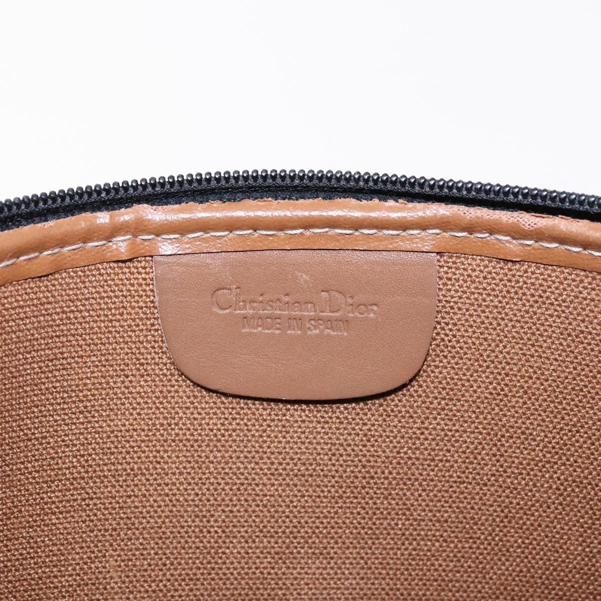 Christian Dior Vintage Honeycomb Zip Pouch Coated Canvas Black Canvas Clutche & Pouche Bag (Pre-Owned)
