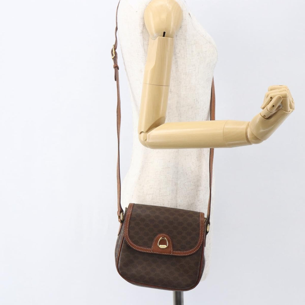 Celine Vintage Macadam Shoulder Bag Canvas And Leather Brown Canvas Shoulder Bag Bag