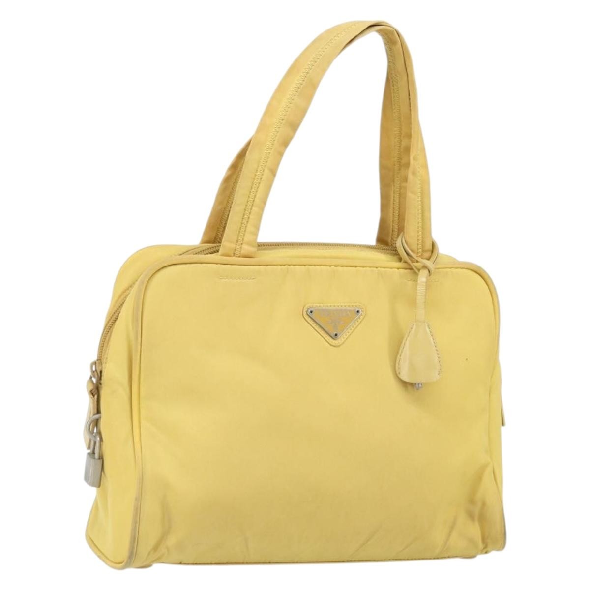 Prada Zip Around Tote Tessuto Yellow Nylon Handbag