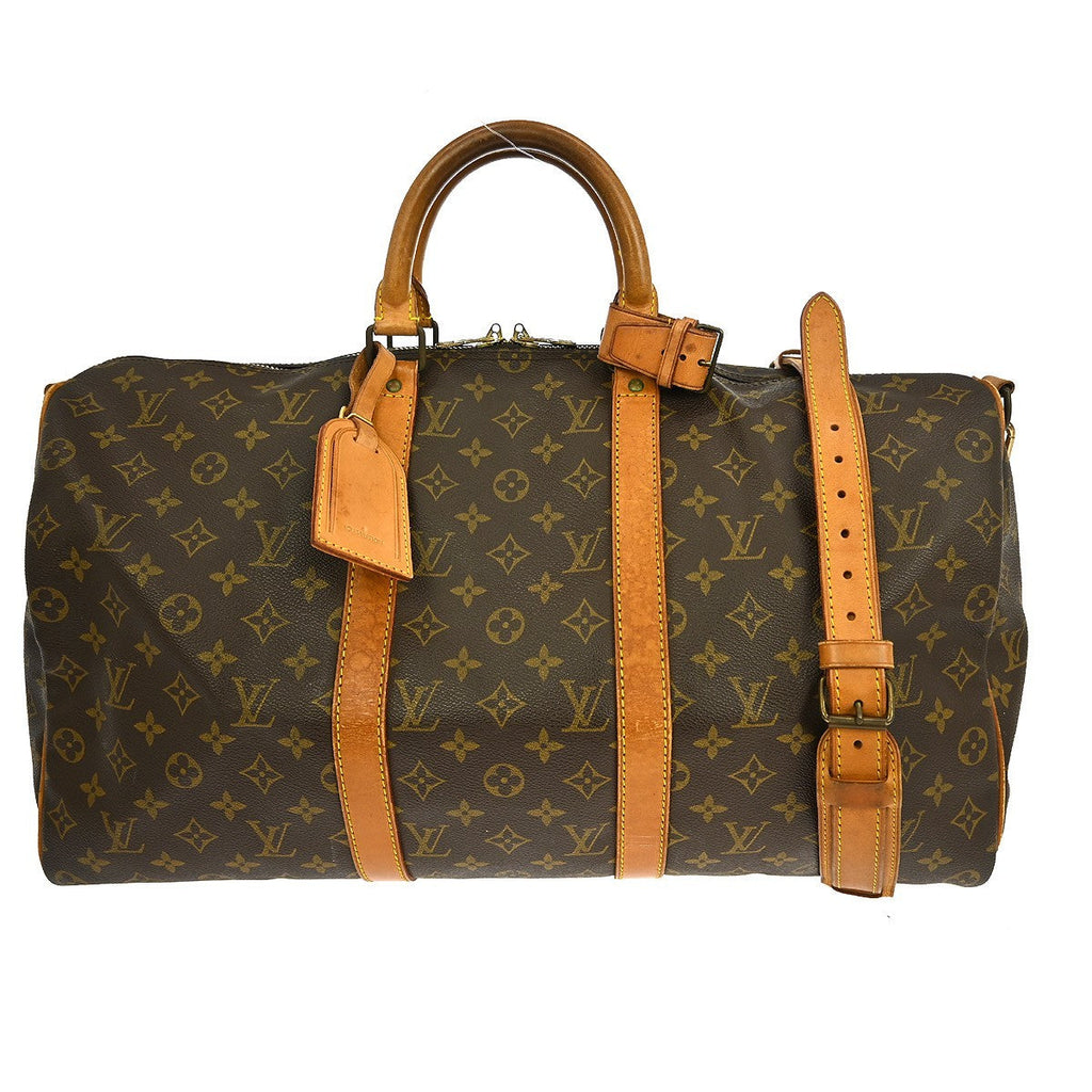 Louis Vuitton Keepall Bandouliere Bag Monogram Canvas Brown Canvas Travel Bag