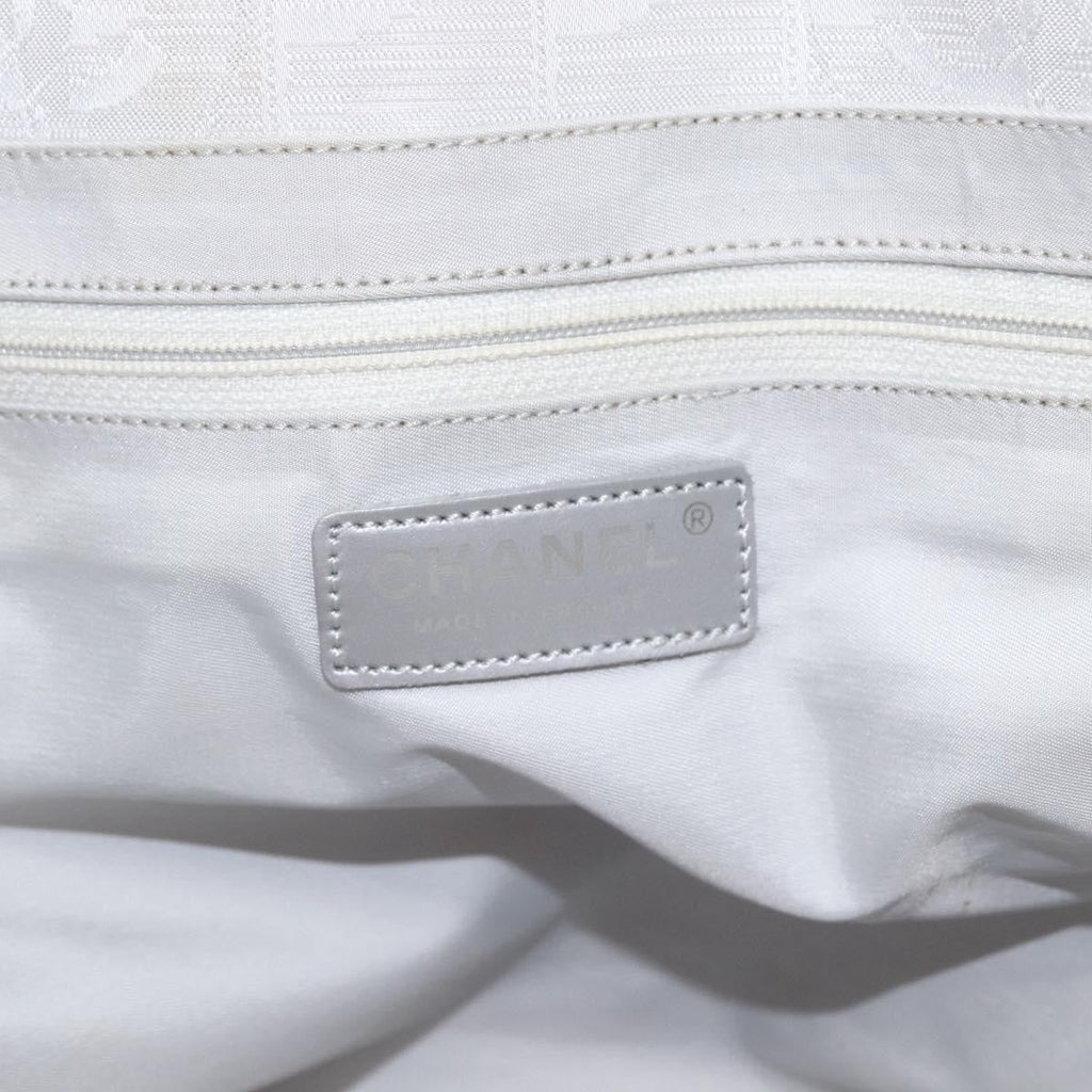 Chanel Travel Line Tote Nylon Silver Nylon Tote Bag Bag