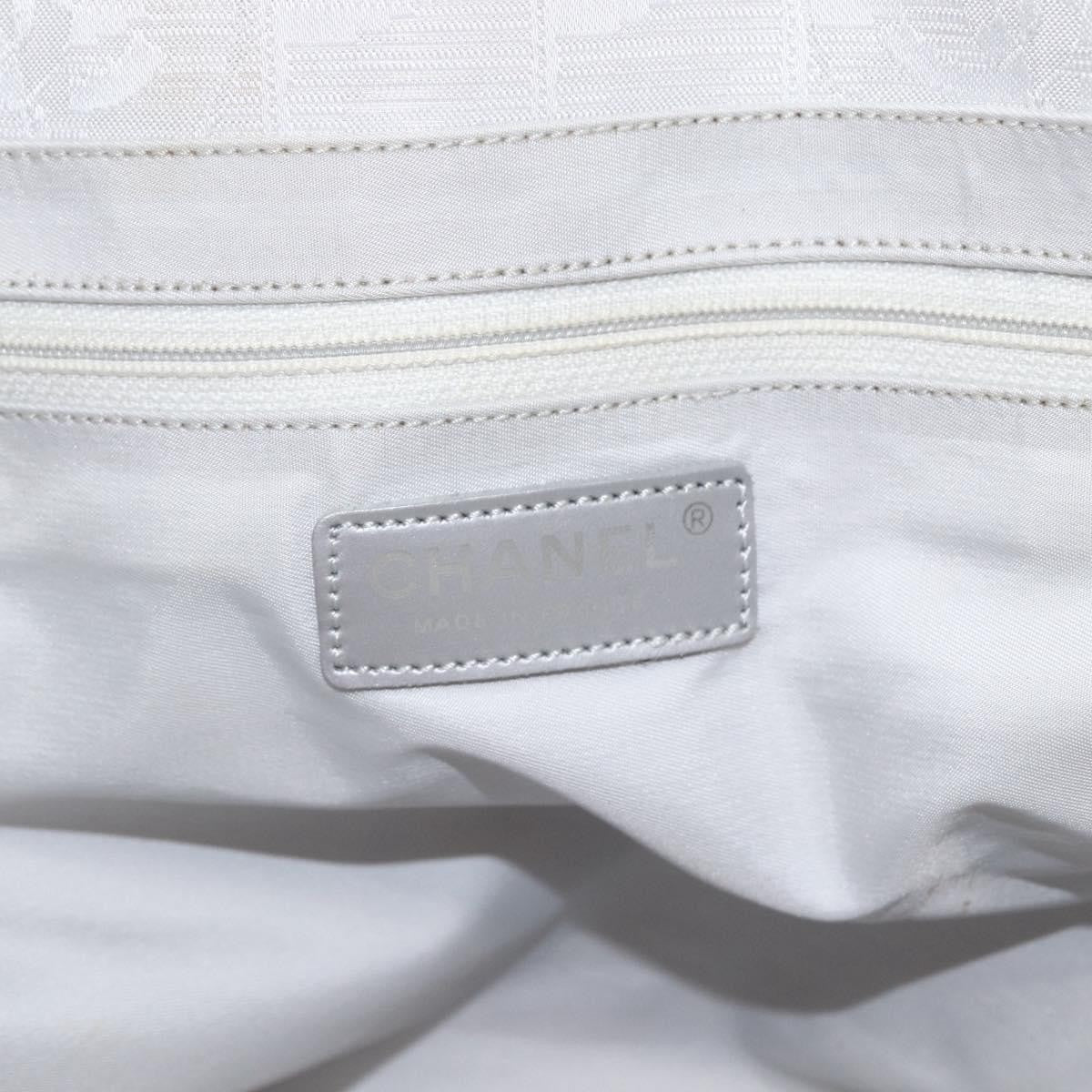 Chanel Travel Line Tote Nylon Silver Nylon Tote Bag Bag