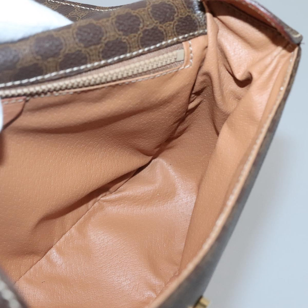 Celine Vintage Macadam Shoulder Bag Canvas And Leather Brown Canvas Shoulder Bag Bag