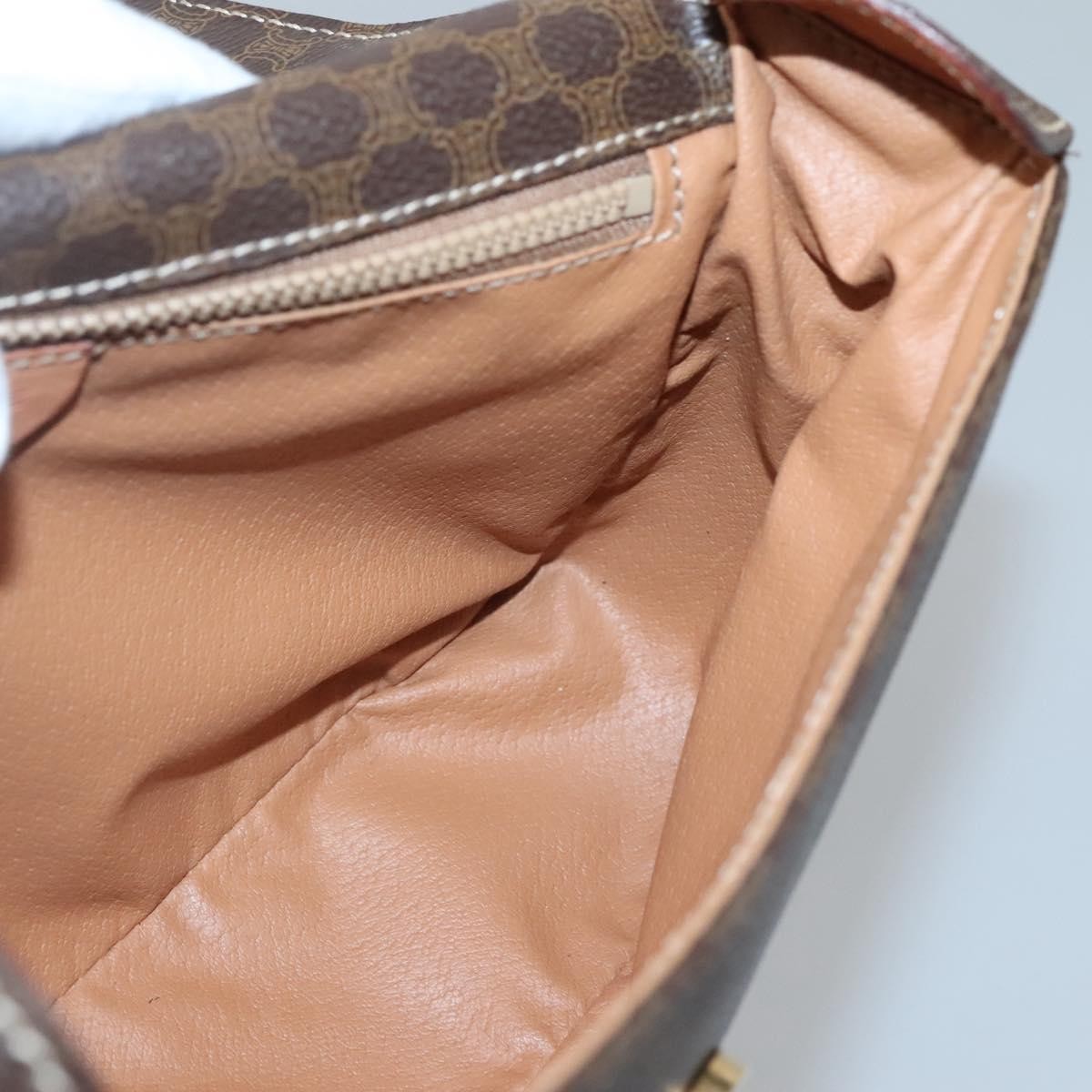 Celine Vintage Macadam Shoulder Bag Canvas And Leather Brown Canvas Shoulder Bag Bag