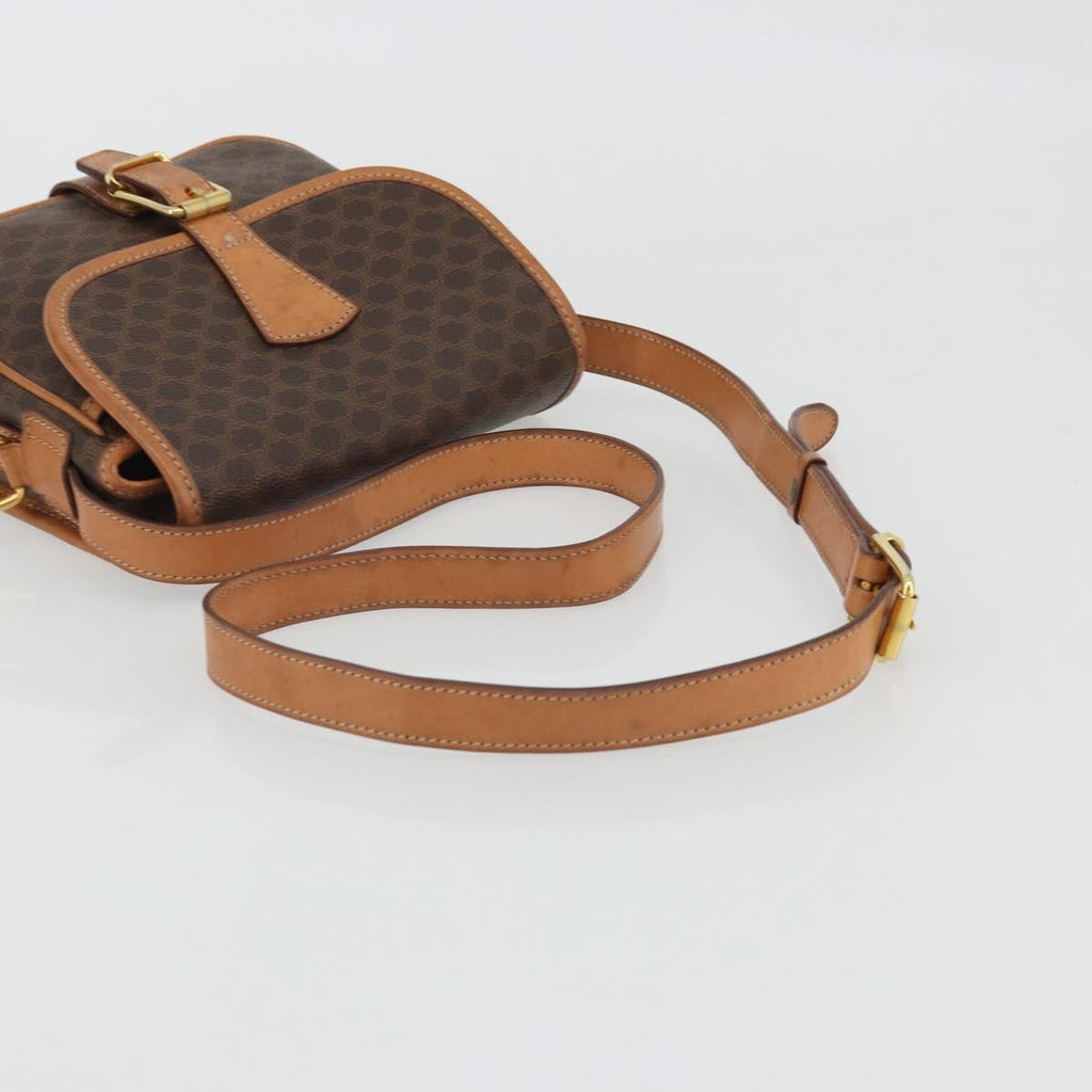 Celine Vintage Macadam Shoulder Bag Canvas And Leather Brown Canvas Shoulder Bag Bag