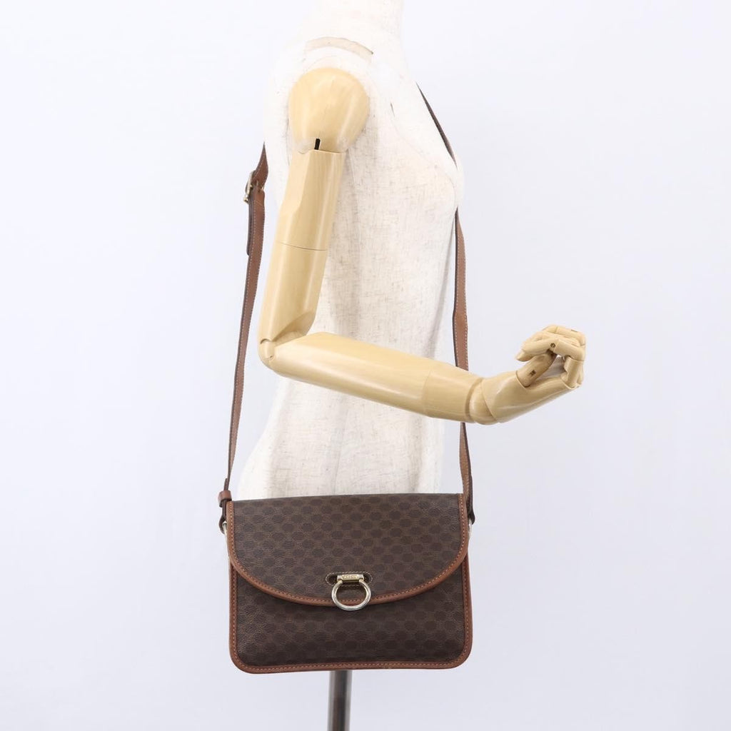 Celine Flap Shoulder Bag Canvas Brown Canvas Shoulder Bag Bag