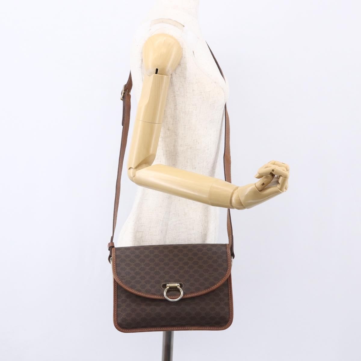 Celine Flap Shoulder Bag Canvas Brown Canvas Shoulder Bag Bag