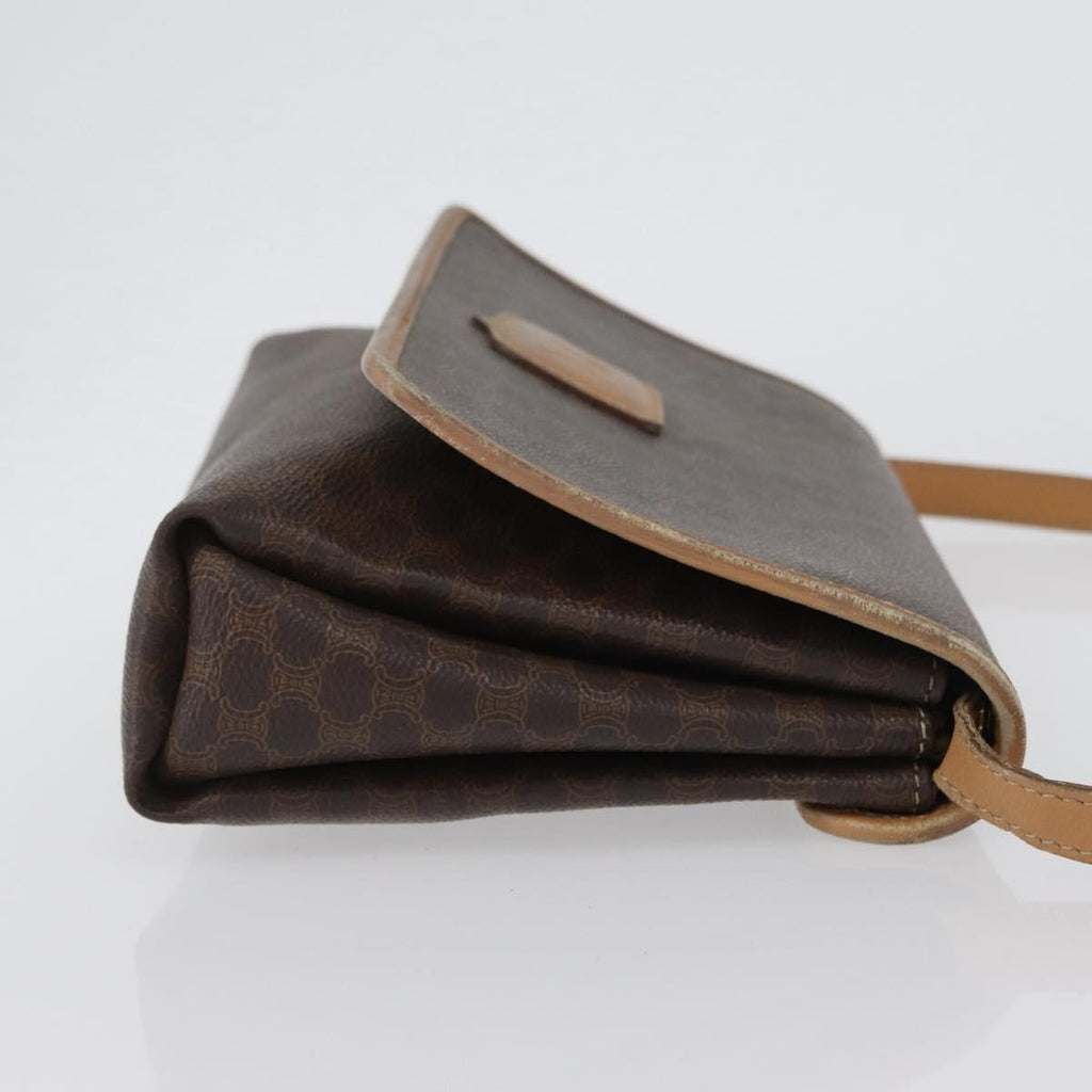 Celine Vintage Macadam Shoulder Bag Canvas And Leather Brown Canvas Shoulder Bag Bag