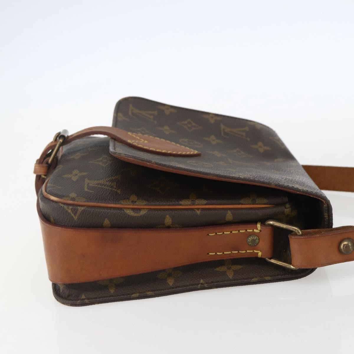 Louis Vuitton Cartouchiere Handbag Monogram Canvas Brown Canvas Shoulder Bag
