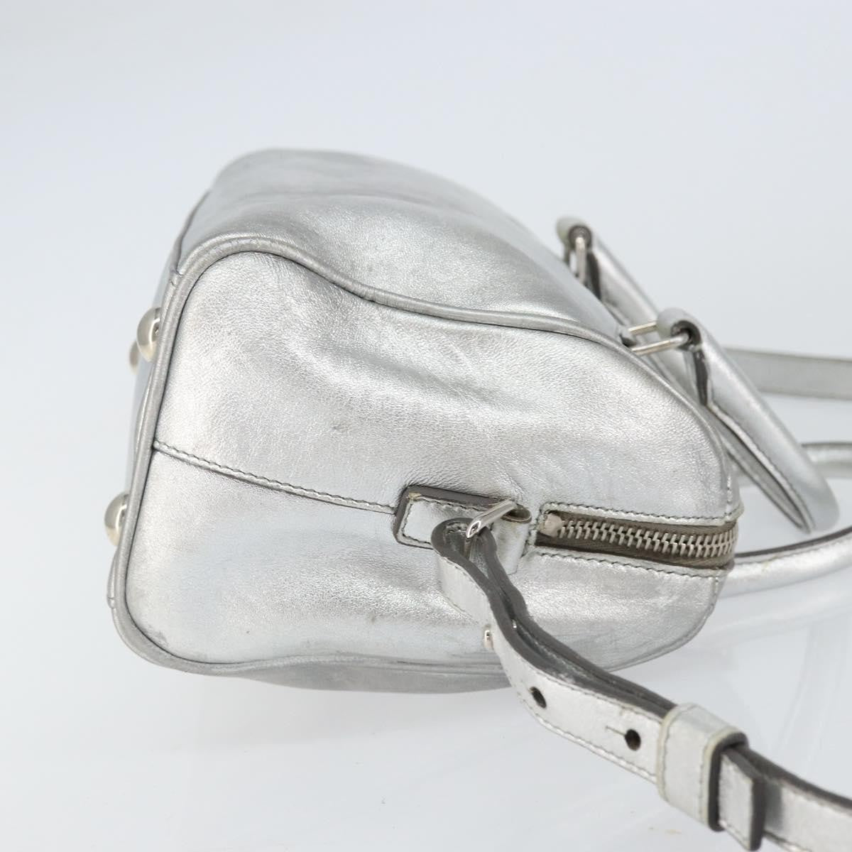 Saint Laurent Classic Duffle Bag Leather Silver Leather Handbag (Pre-Owned)