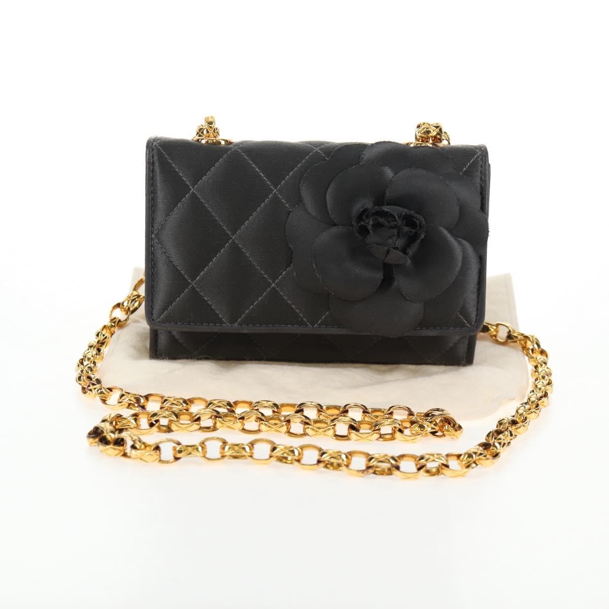 Chanel Vintage Camellia Flap Bag Satin Gray Satin Clutche & Pouche Bag