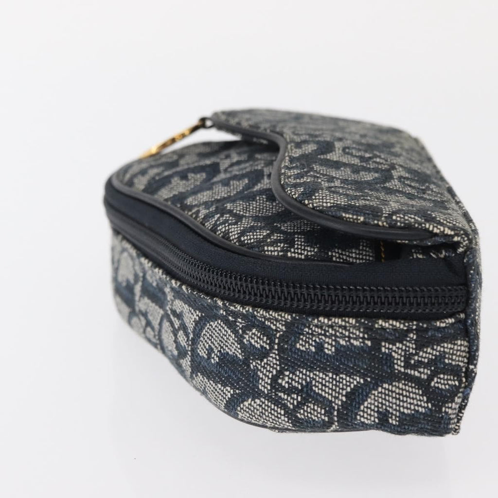 Christian Dior Saddle Zip Pouch Diorissimo Canvas Blue Canvas Clutche & Pouche Bag (Pre-Owned)