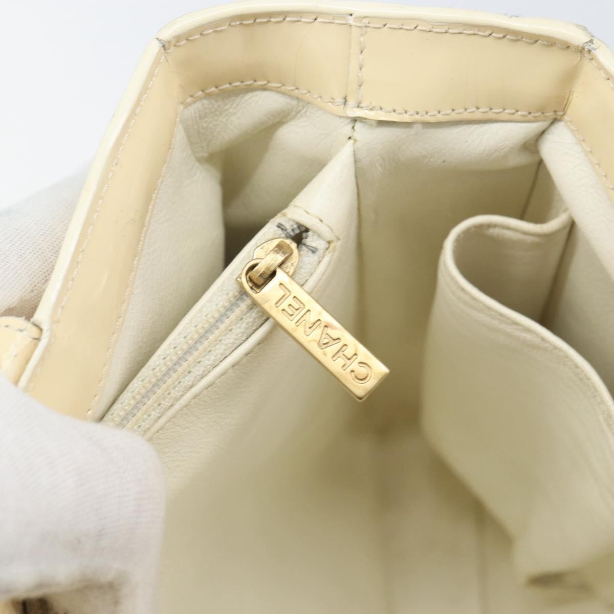 Chanel Vintage Embossed Logo Shoulder Bag Patent Beige Patent_Leather Tote Bag Bag