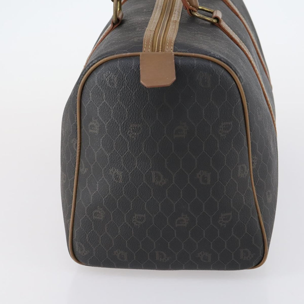 Christian Dior Vintage Honeycomb Boston Bag Canvas And Leather Black Canvas Travel Bag Bag (Pre-Owned)