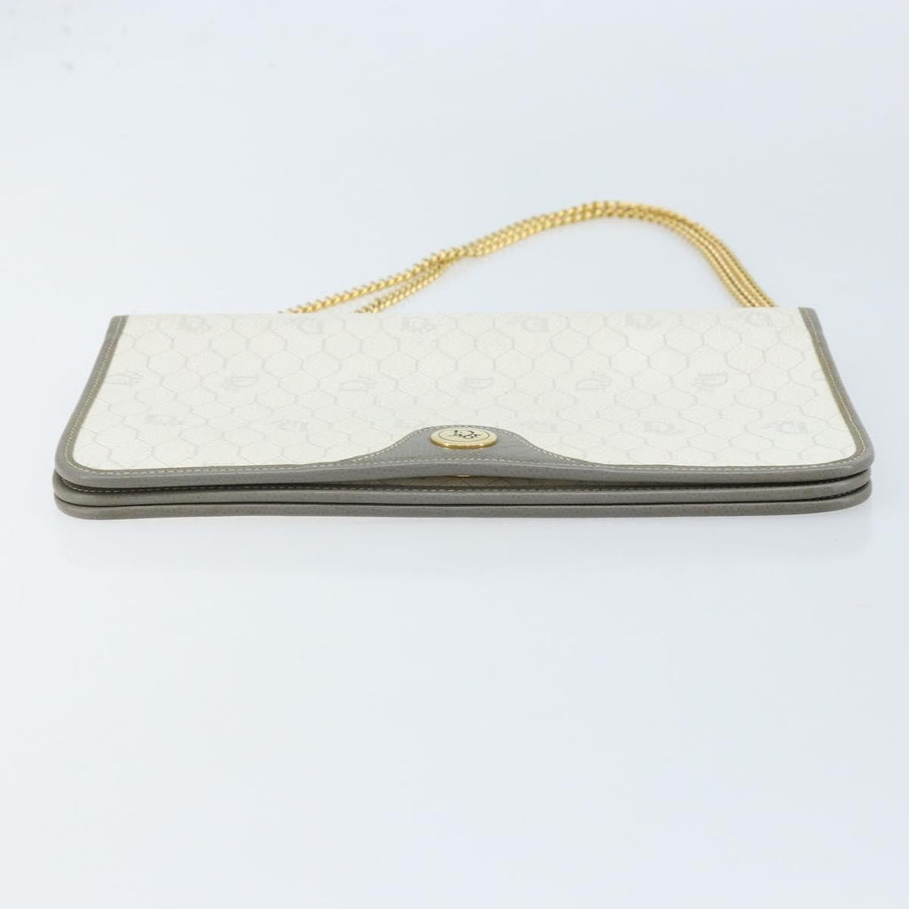 Christian Dior Vintage Honeycomb Chain Canvas White Canvas Shoulder Bag Bag (Pre-Owned)