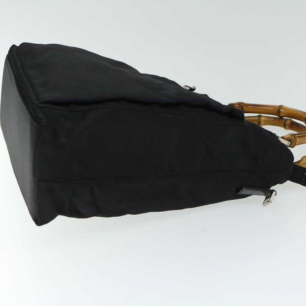 Gucci Vintage Bamboo Handle Bag Nylon Black Nylon Tote Bag Bag (Pre-Owned)