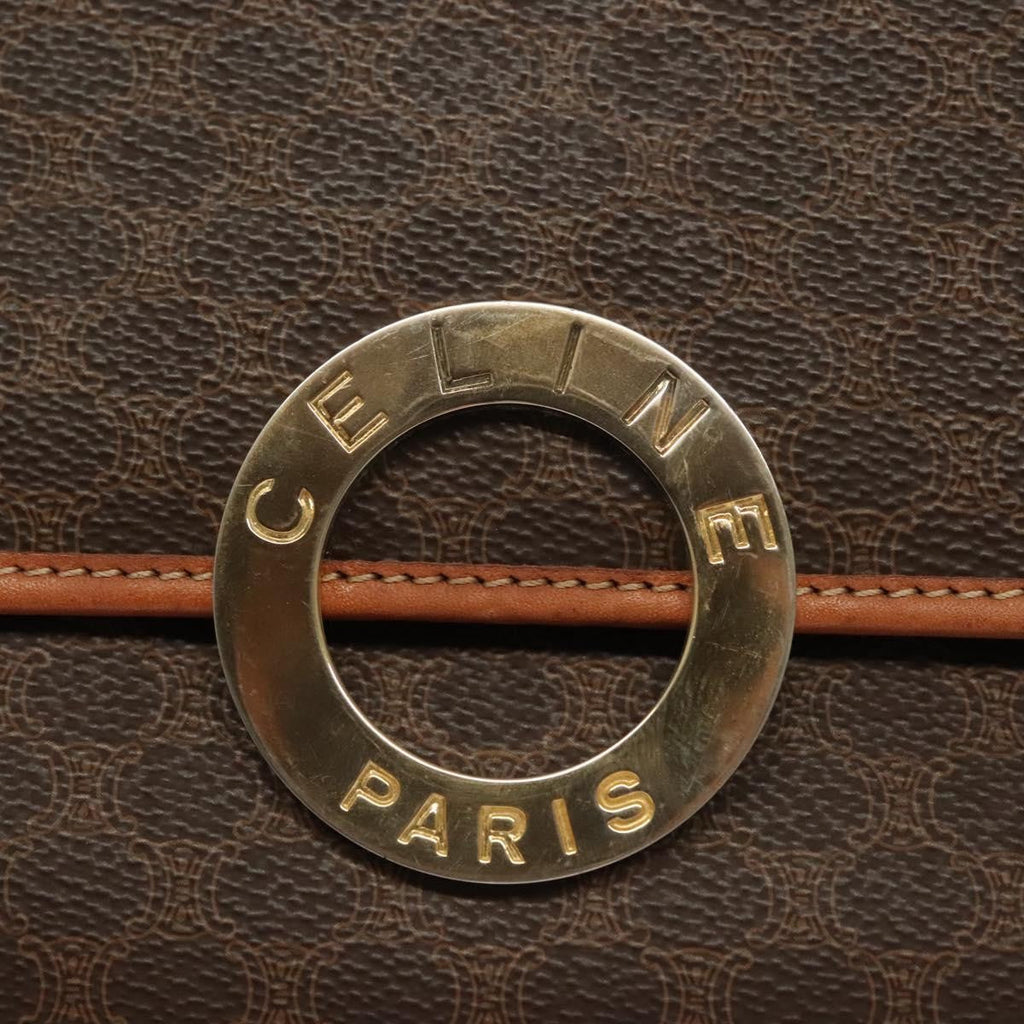 Celine Macadam Shoulder Bag Pvc Leather Brown Canvas Bag