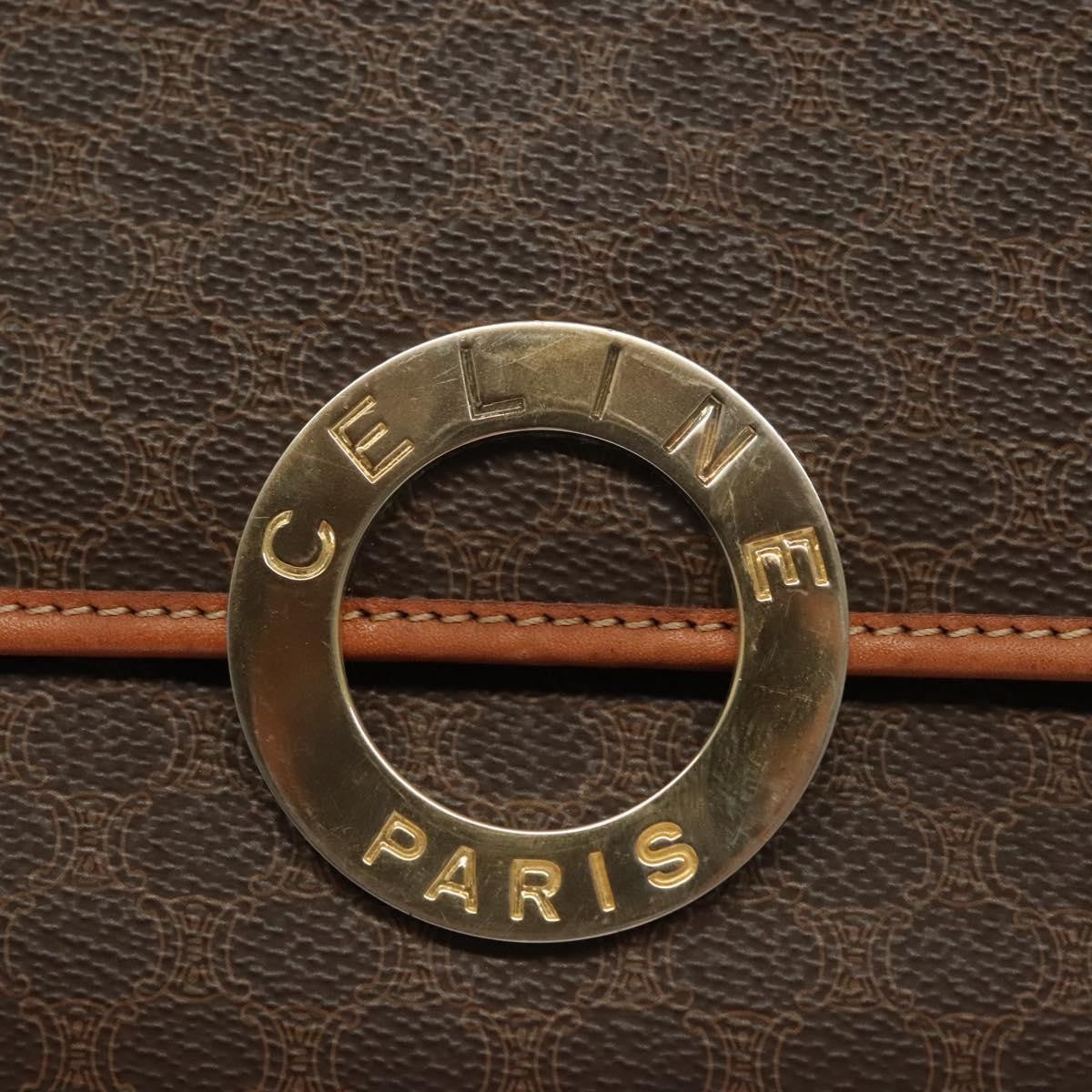 Celine Macadam Shoulder Bag Pvc Leather Brown Canvas Bag