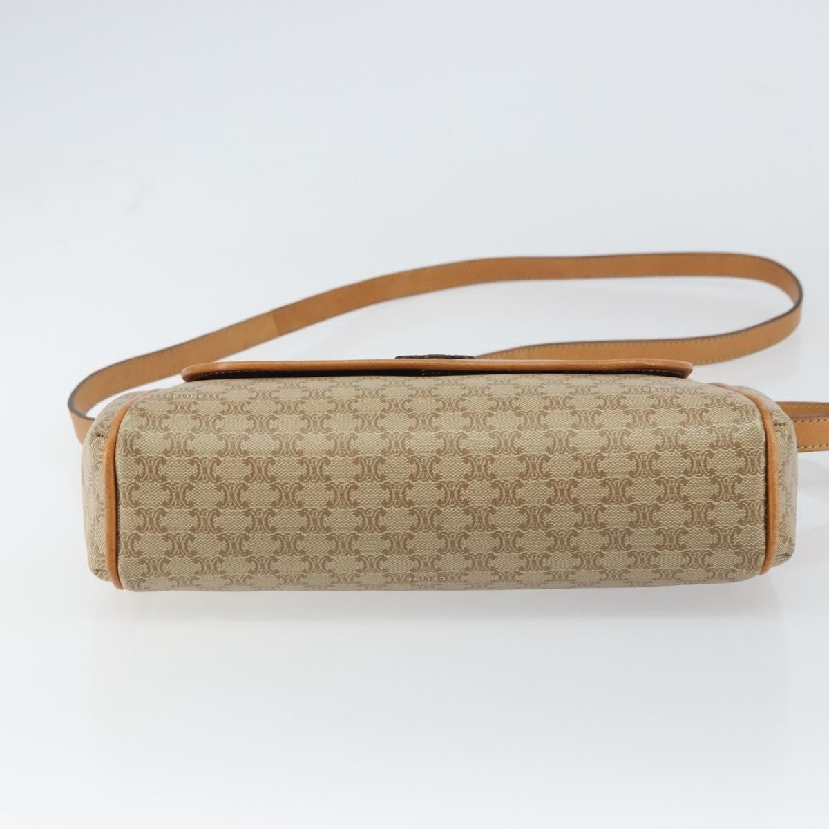Celine Vintage Macadam Shoulder Bag Canvas And Leather Beige Canvas Shoulder Bag Bag