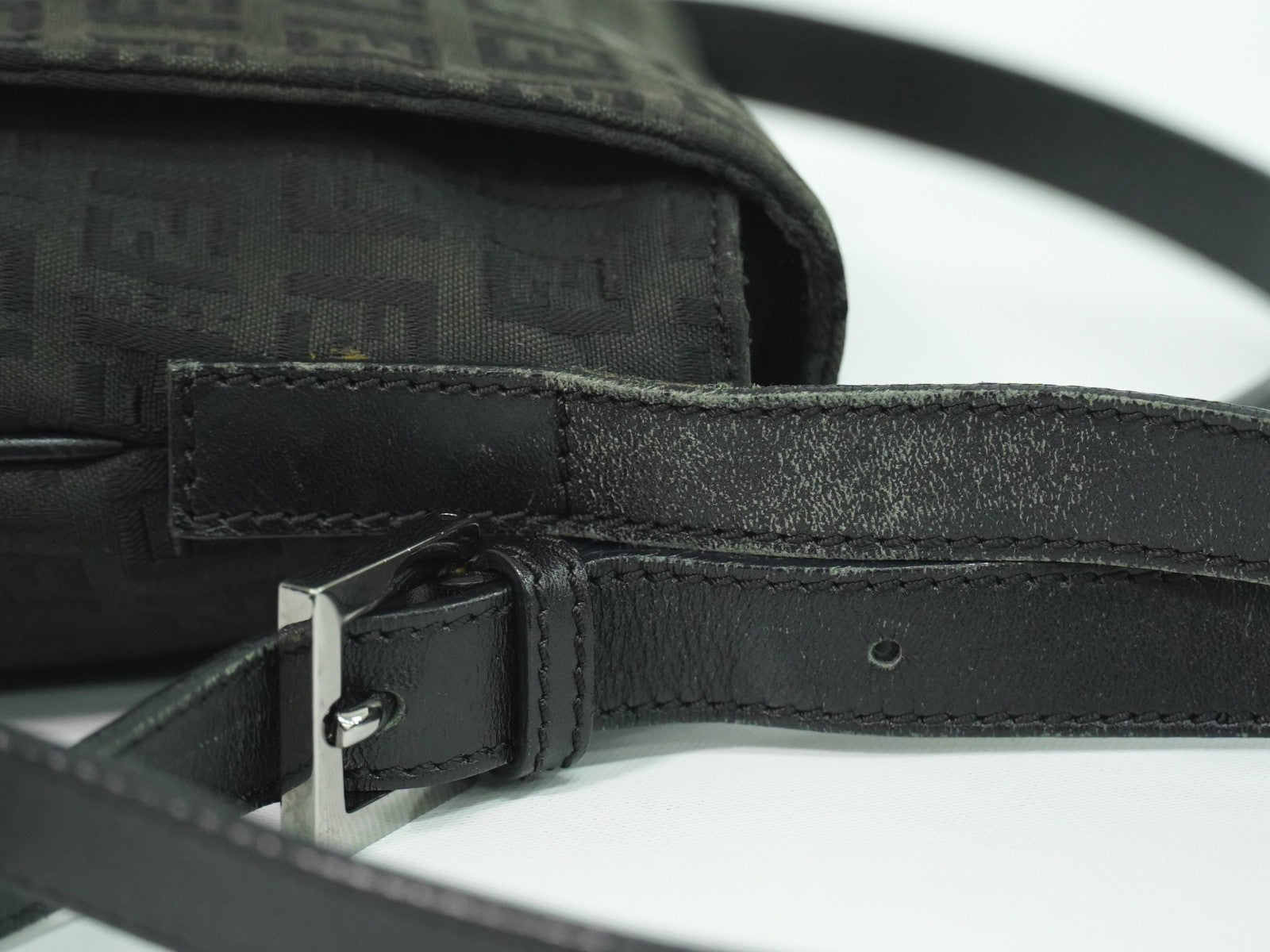 Fendi Vintage Flap Crossbody Bag Zucchino Canvas Black Canvas Shoulder Bag Bag