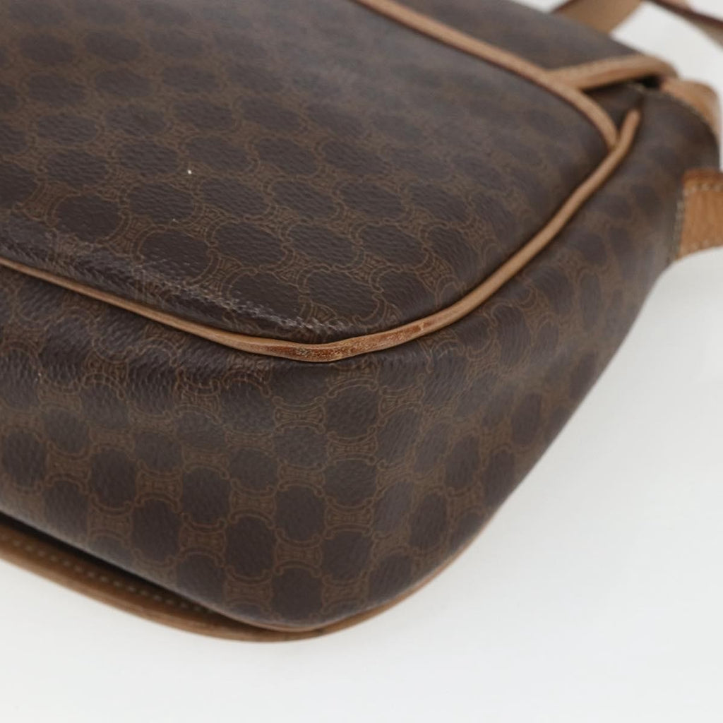 Celine Vintage Macadam Shoulder Bag Canvas And Leather Brown Canvas Shoulder Bag Bag