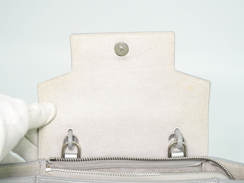 Celine Belt Bag Textured Leather Silver Leather Handbag