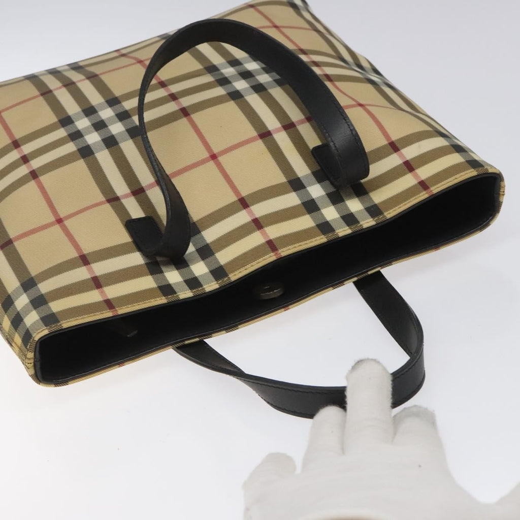 Burberry Nova Check Tote Canvas Check Pattern Beige Canvas Tote Bag