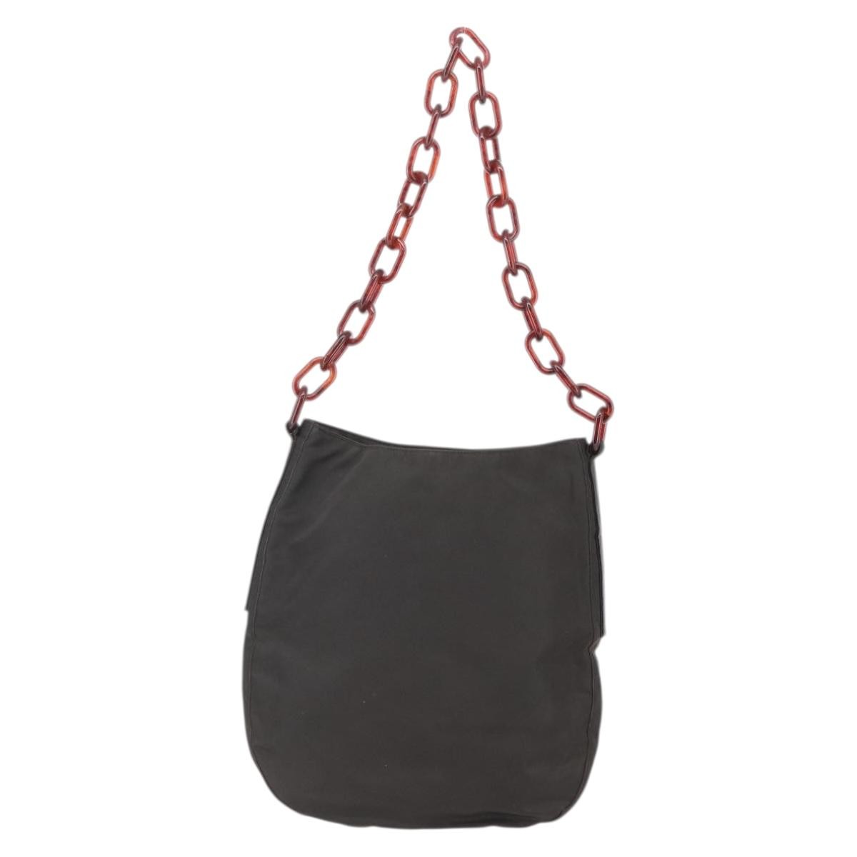 Prada Resin Chain Shoulder Bag Nylon Brown Nylon Shoulder Bag Bag