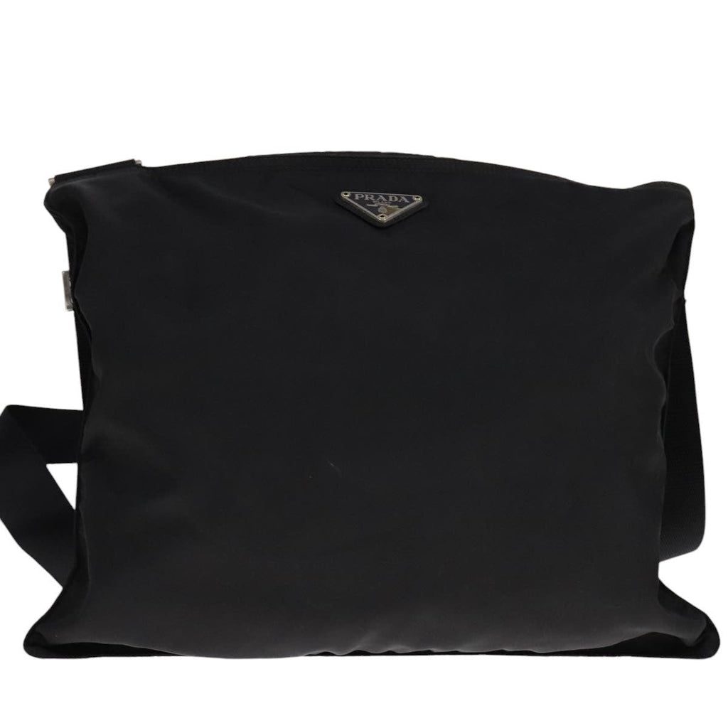 Prada Flat Messenger Bag Tessuto Black Nylon Shoulder Bag Bag