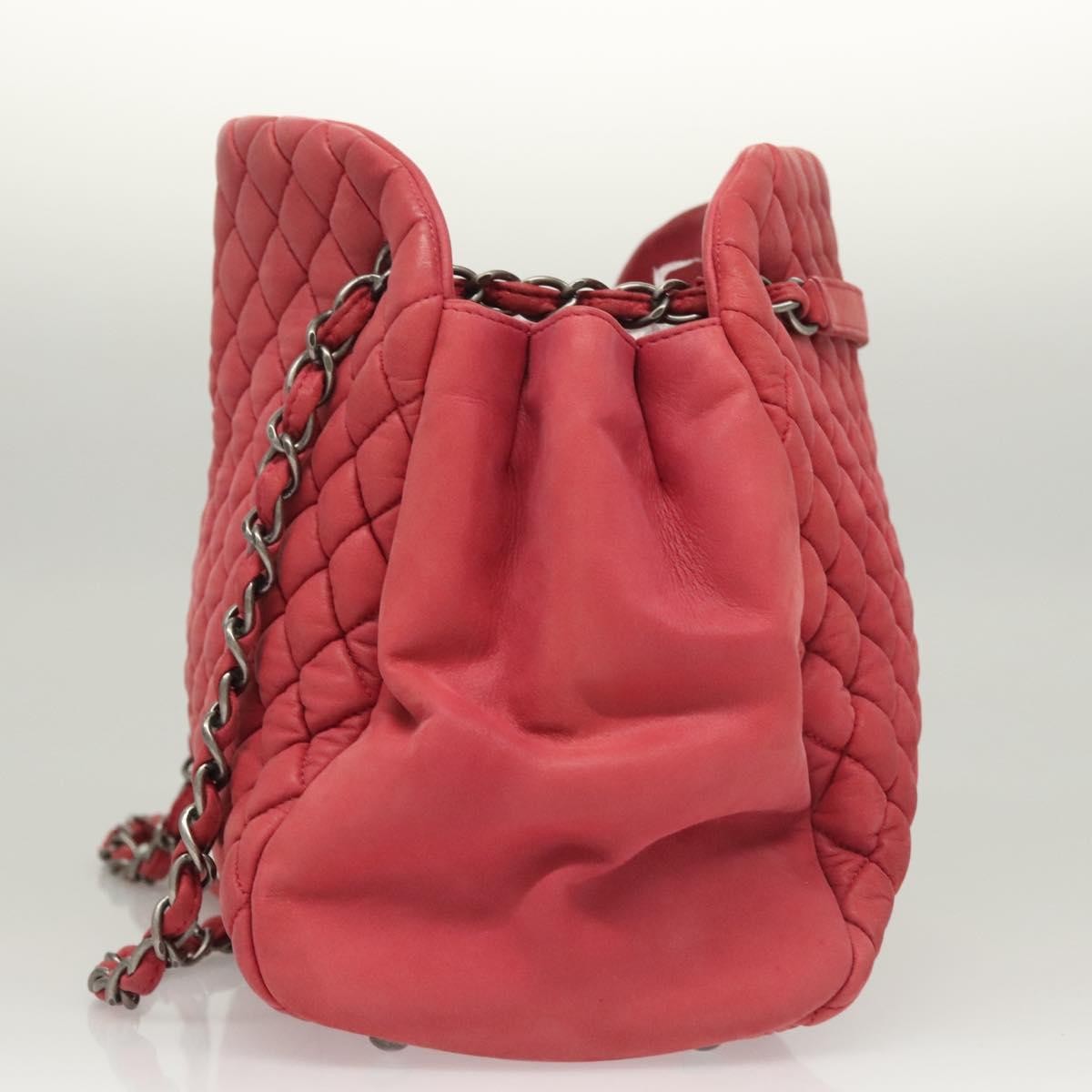 Chanel Matelasse Chain Shoulder Bag Leather Pink Leather Handbag