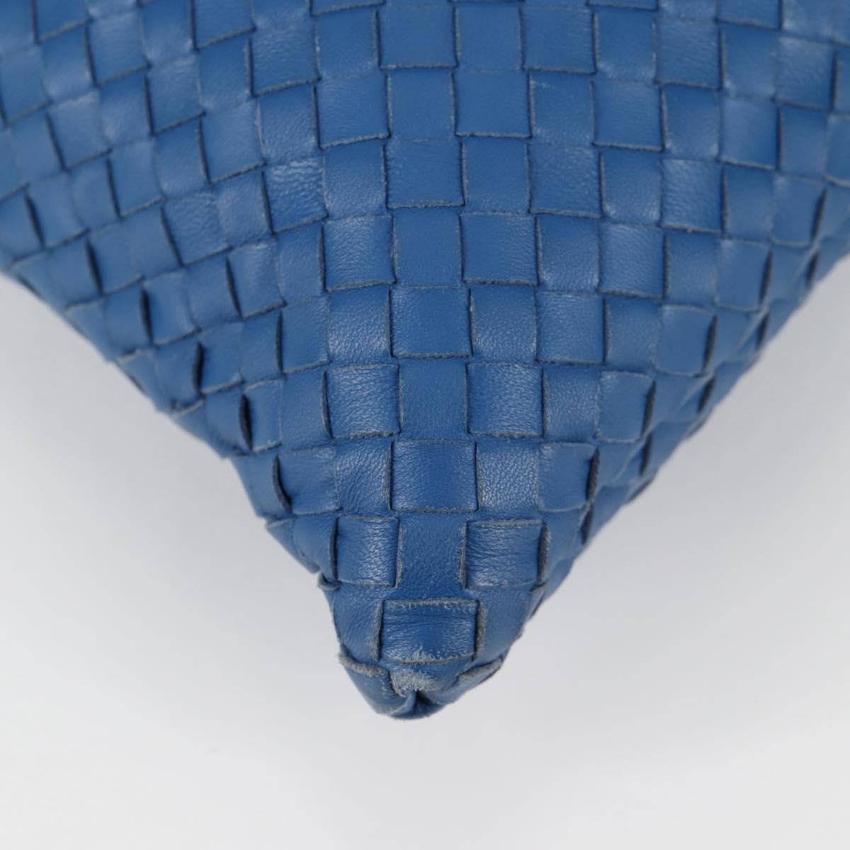 Bottega Veneta Flat Messenger Bag Intrecciato Nappa Blue Leather Shoulder Bag Bag