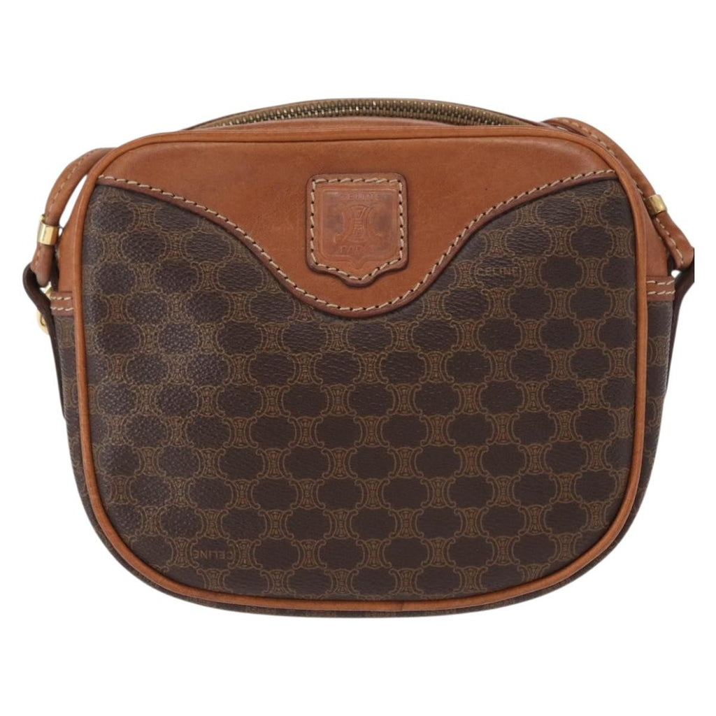 Celine Vintage Macadam Shoulder Bag Canvas And Leather Brown Canvas Shoulder Bag Bag