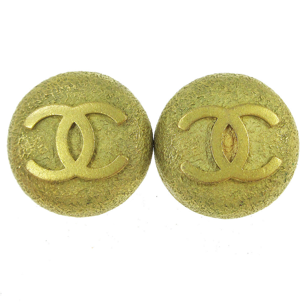 Chanel Cc Round Earrings Metal Gold Gold Earrings Jewelry