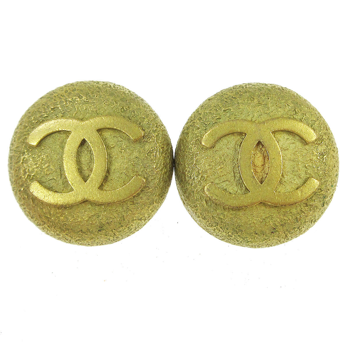 Chanel Cc Round Earrings Metal Gold Gold Earrings Jewelry