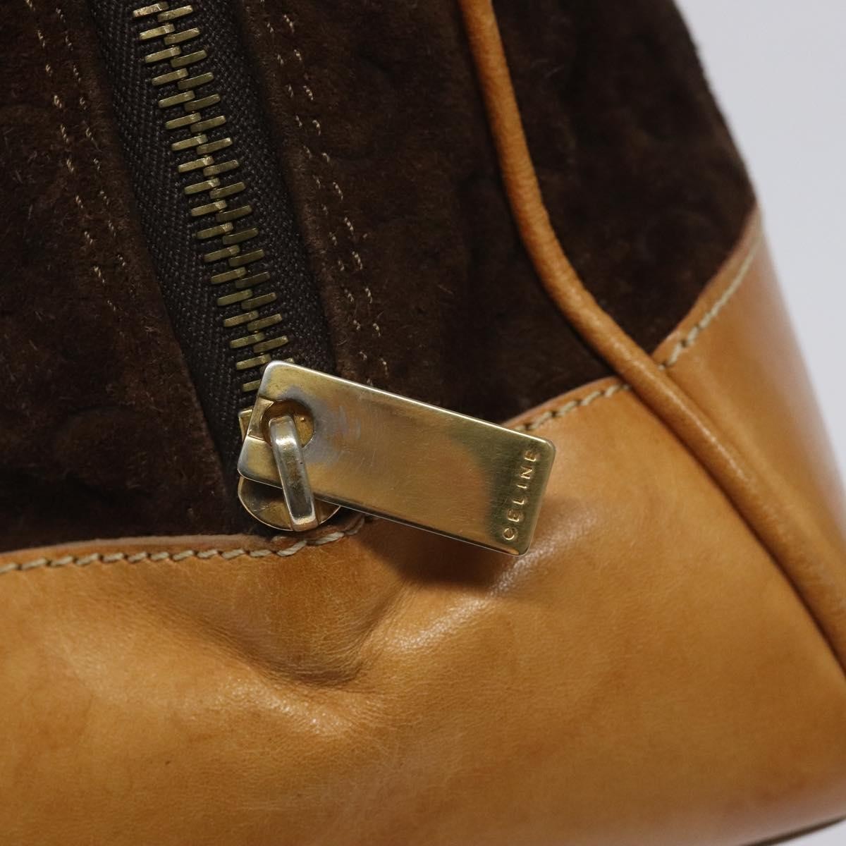 Celine C Macadam Handbag Suede And Leather Brown Suede Handbag