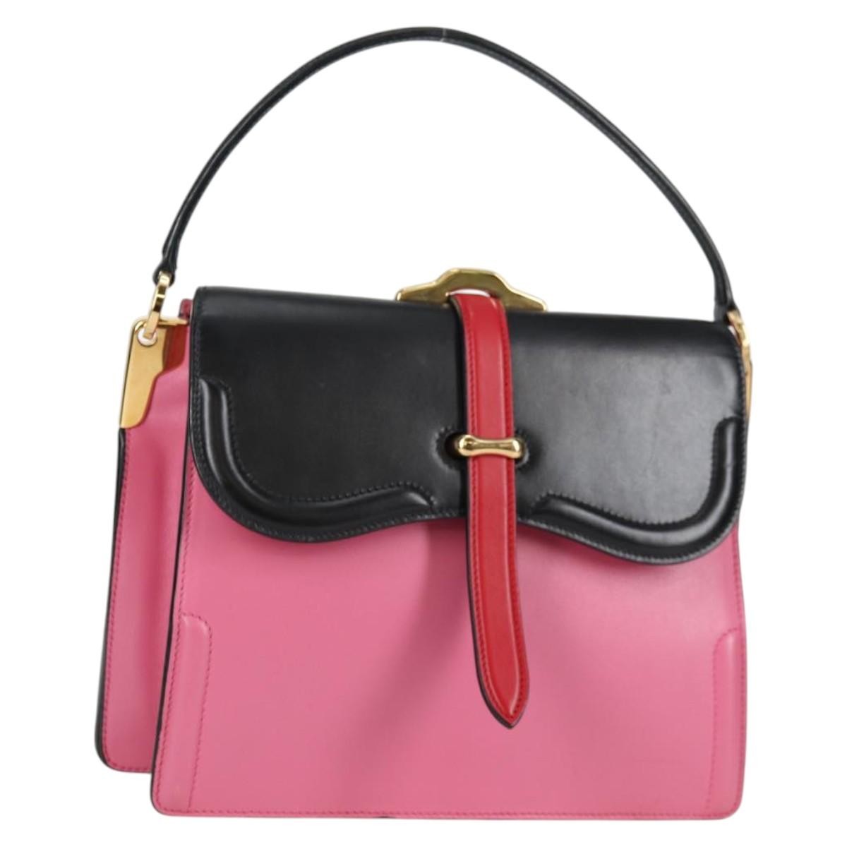Prada Belle Top Handle Bag City Calf Pink Leather Bag