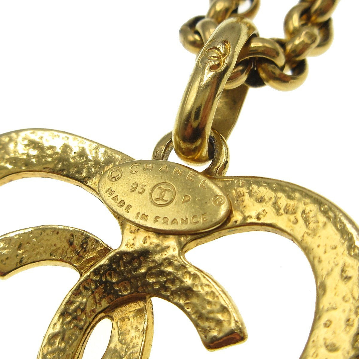 Chanel Cc Heart Pendant Necklace Metal Gold Gold_Plated Necklace Jewelry