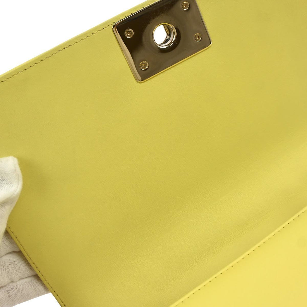 Chanel Boy Flap Bag Quilted Lambskin Yellow Leather Shoulder Bag Bag