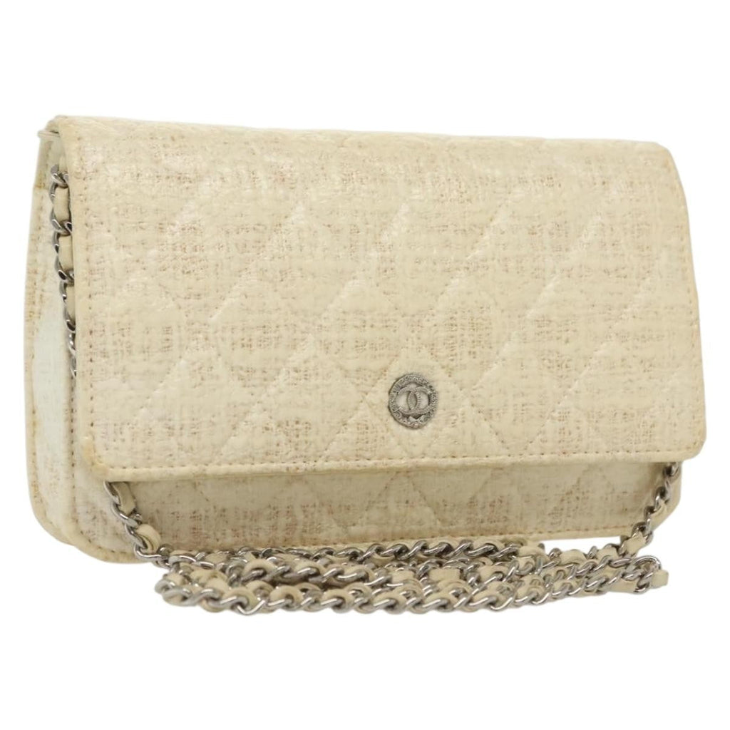 Chanel Wallet On Chain Tweed White Tweed Shoulder Bag Bag