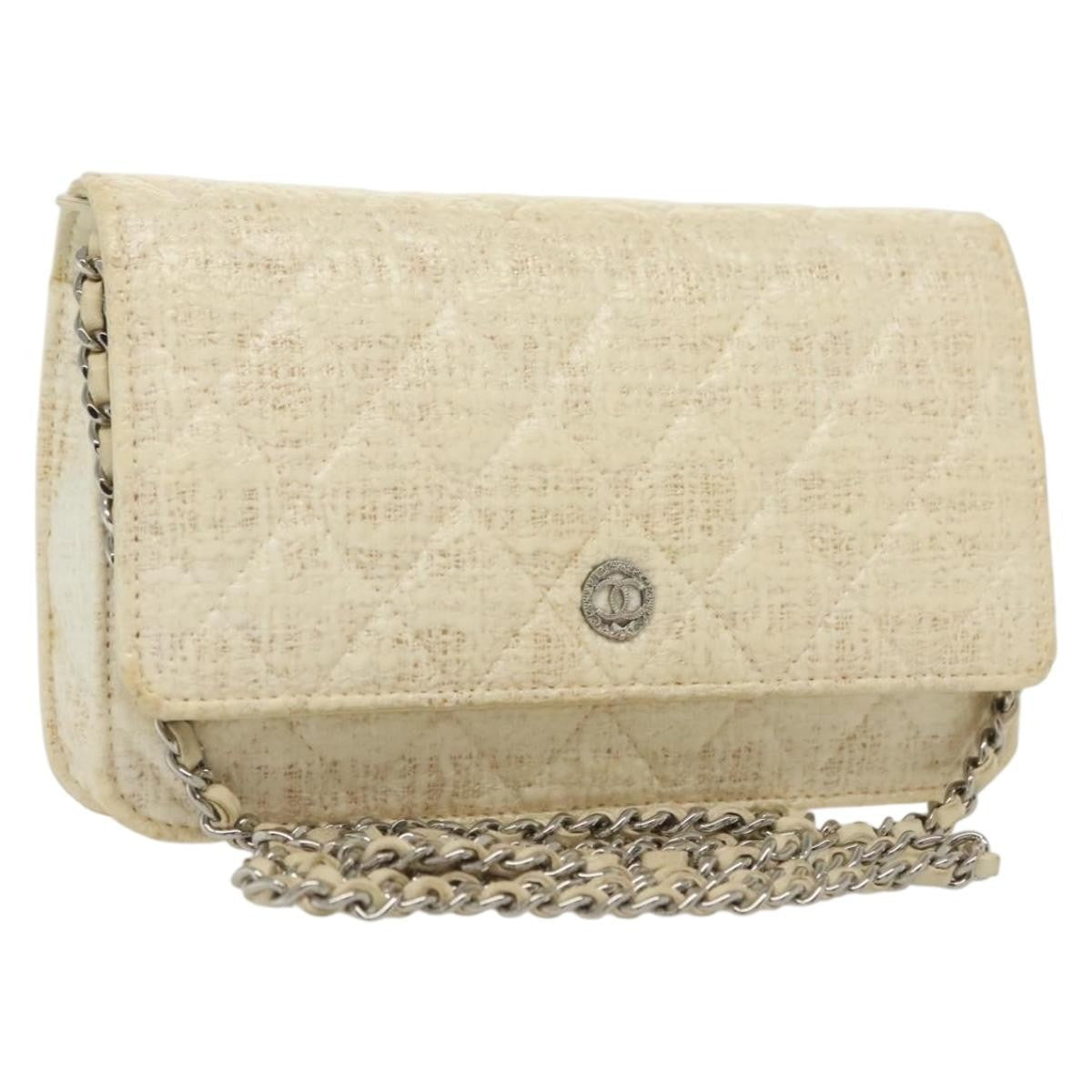 Chanel Wallet On Chain Tweed White Tweed Shoulder Bag Bag