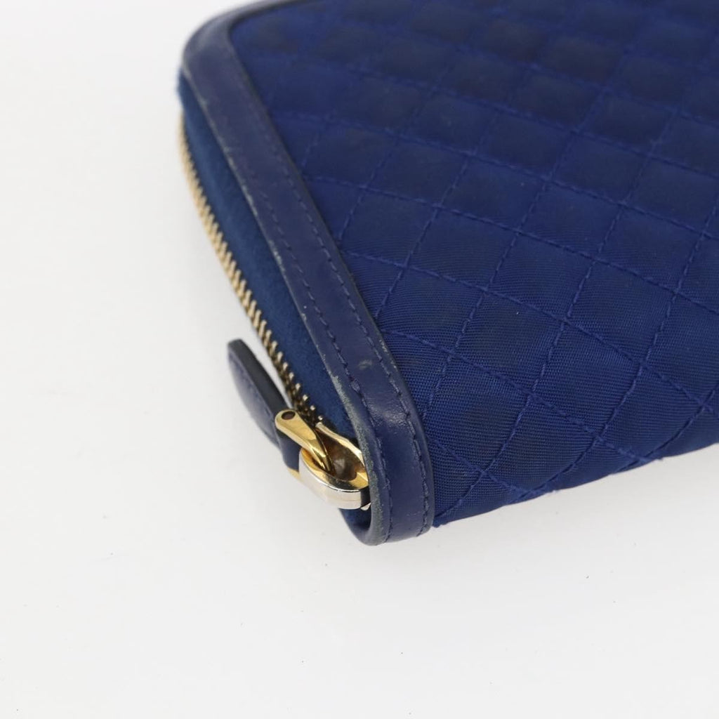 Prada Zip Around Organizer Wallet Saffiano Leather With Applique Blue Leather Wallets Accessory