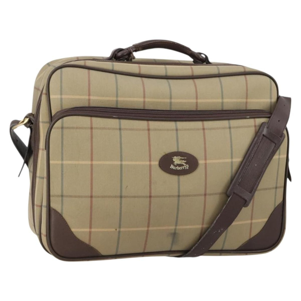 Burberry Nova Check Boston Bag Canvas Beige Canvas Travel Bag