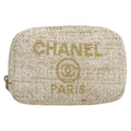 Chanel Deauville Curvy Cosmetic Pouch Tweed Gold Tweed Clutche & Pouche Bag