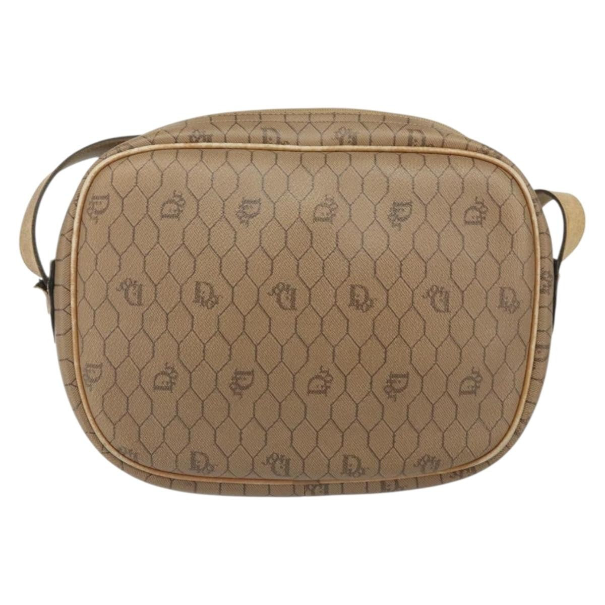 Christian Dior Vintage Honeycomb Shoulder Bag Canvas And Leather Beige Canvas Shoulder Bag Bag (Pre-Owned)