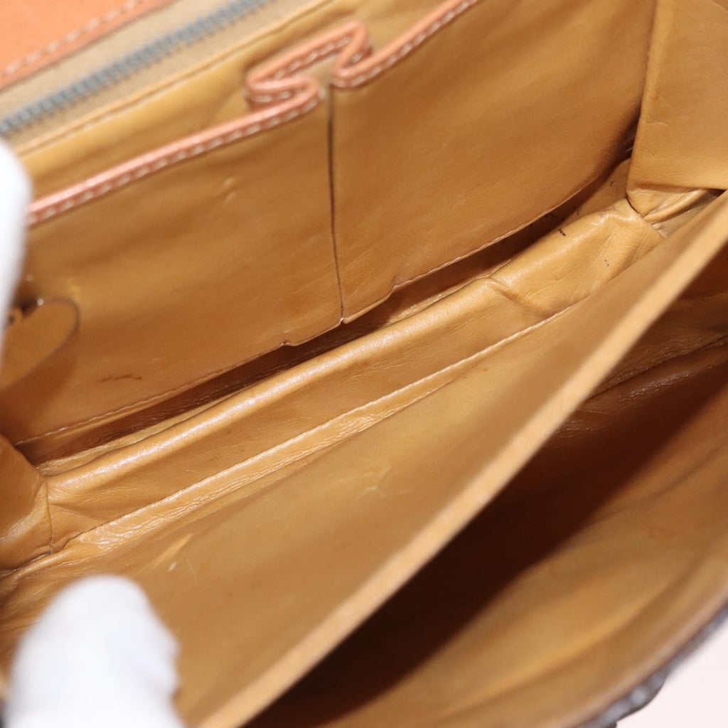 Celine Vintage Macadam Shoulder Bag Canvas Brown Canvas Shoulder Bag Bag